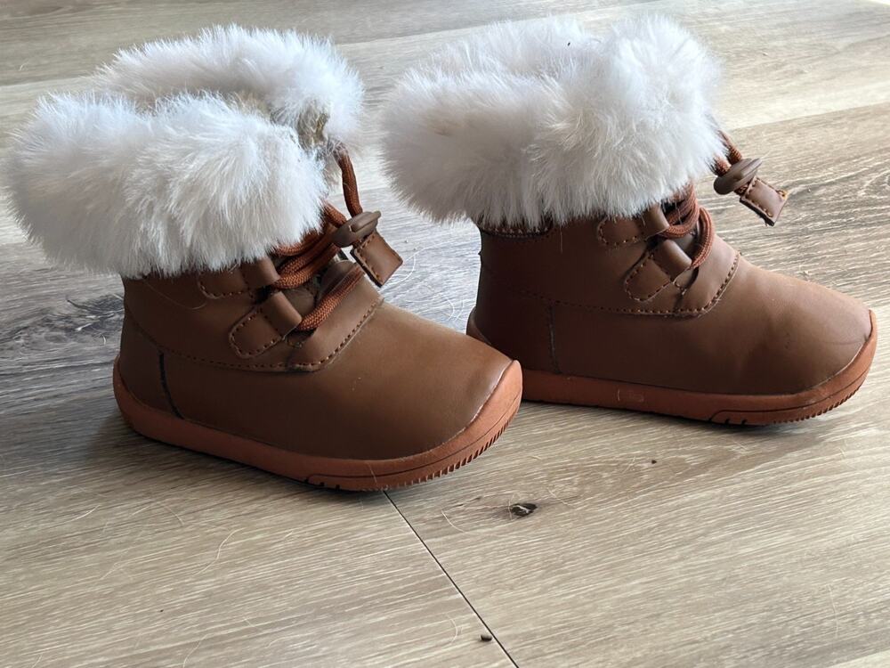 Toddler Boots Faux Fur, Suede, Toggle Laces, Faire Island Pattern - Size 4